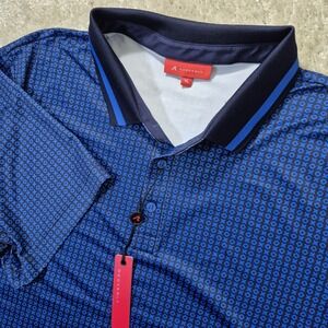 Redvanly Polo Shirt Mens XL Blue Geometric Stretch Performance Golf Preppy New